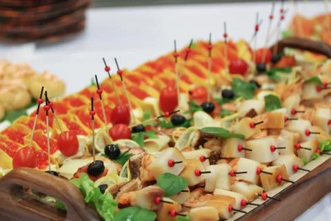 A plate with snacks at the party Stock Photos