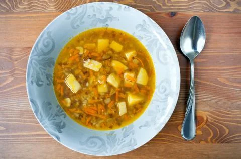 Plate with soup Stock Photos