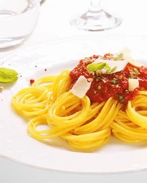 Plate of spaghetti bolognese Stock Photos