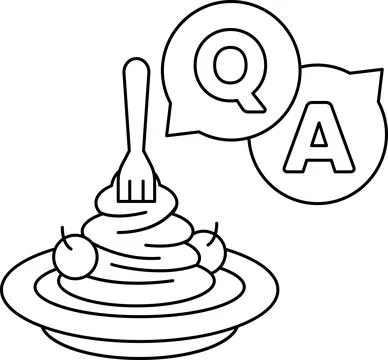 A plate of spaghetti with a fork on it and a question mark above it Ilustração Stock