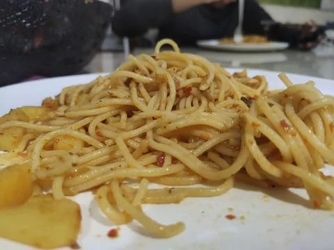 Plate of spaghetti Stock Photos