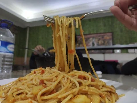 Plate of spaghetti 스톡 사진