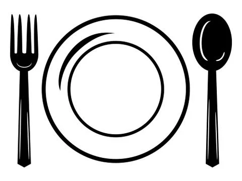 Plate with spoon and fork icon illustration isolated sign symbol Stockillustratie