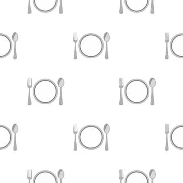 Plate spoon and fork pattern flat Stock Illustration