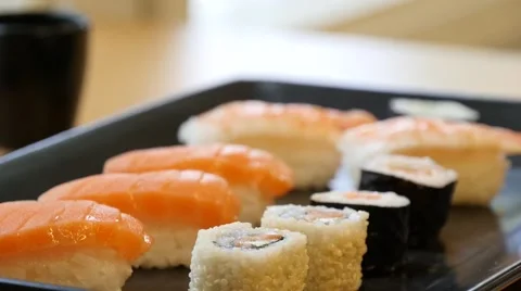 Plate of sushi Video stock 67467565