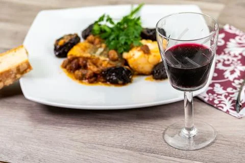 Plate of sweet and sour cod Stock Photos