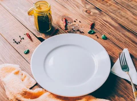 Plate On Table Stock Photos