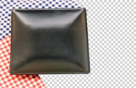 Plate on tablecloth on transparent background png file 스톡 사진