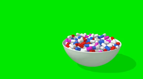 A plate of tablets cyclically rotates on a green screen 库存影片 60706097