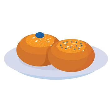 Plate of two challah breads with festive toppings Vector Stock Illustration