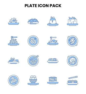 Plate Two Colour Graphics Icons Pack Stock Illustration