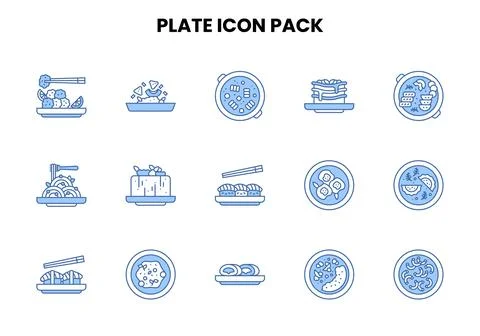Plate Two Colour UI Icons Pack Stock Illustration