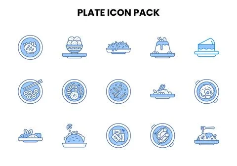 Plate Two Colour UI Icons Pack Stock Illustration