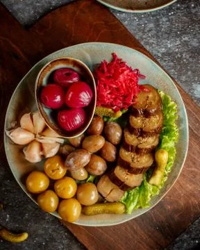 A plate with various pickles Stock Photos