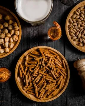 Plate with various snacks for beer Stock Photos