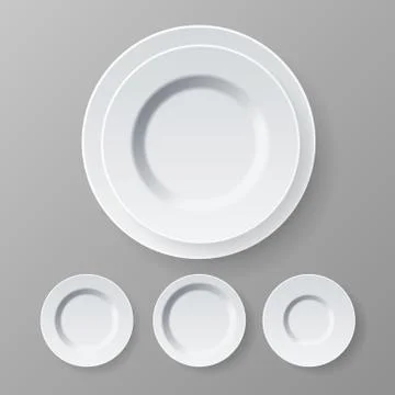 Plate Vector. Top View. Dinner White Clean Empty Plate. Kitchen Restaurant Dish Stock Illustration