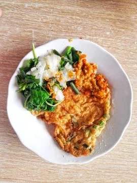Plate with vegetable omelette Stock Photos