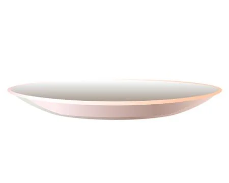 Plate. White flat plate - full color stock illustration. Saucer side view Stock Illustration