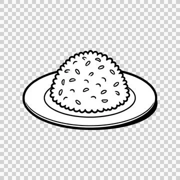 A plate of white rice in a container Illustrazione stock