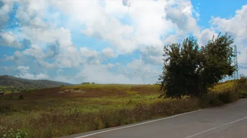 Plateau and blue sky with clouds.  Video stock 97542059
