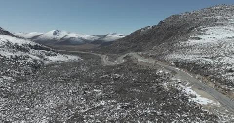 The plateau highway after snowfall Video stock 337986461