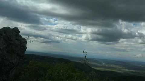 A plateau with storm clouds Stock Footage 134068994