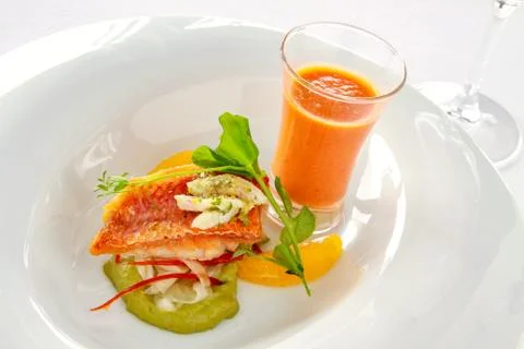Plated fish meal Stock Photos