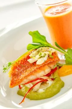 Plated fish meal Stock Photos