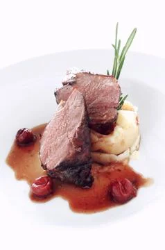 Plated lamb dinner Stock Photos