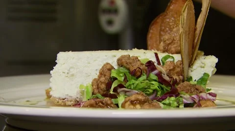 Plated meal on table Stock Footage 55308054