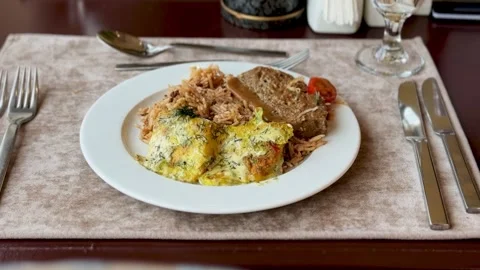 Plated Restaurant Dinner Meal Stock Footage 344549468