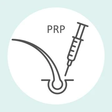 Platelet rich plasma icon, prp therapy, stop hair loss icon - syringe and hai Stock Illustration