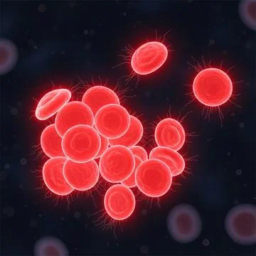 Platelets Platelets aggregating glowing neon red, 8K Stock Illustration