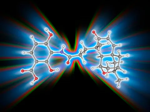 Platensimycin drug molecule Illustrazione stock