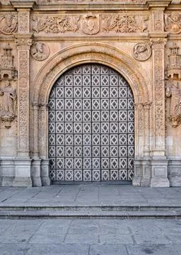 The plateresque facade of the san estevan convent building Stock Photos