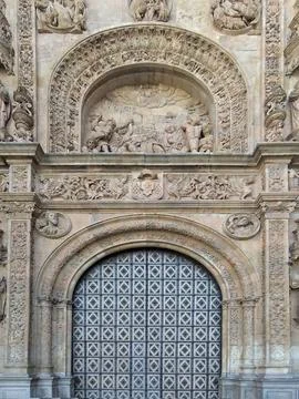 The plateresque facade of the san estevan convent building Stock Photos