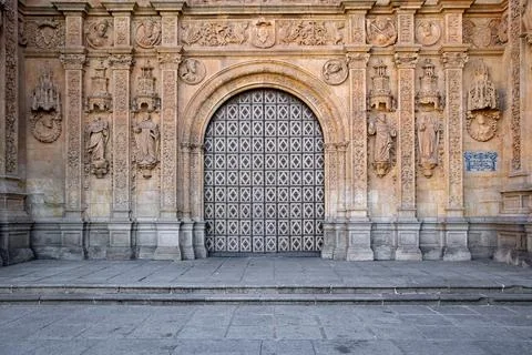 The plateresque facade of the san estevan convent building Stock Photos