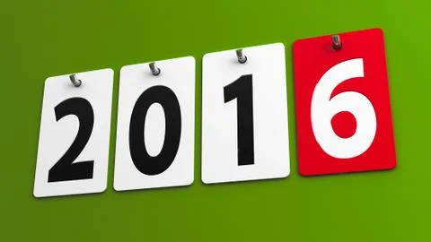 Plates 2016 on green wall Stock Illustration