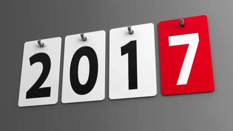 Plates 2017 on gray wall Stock Illustration