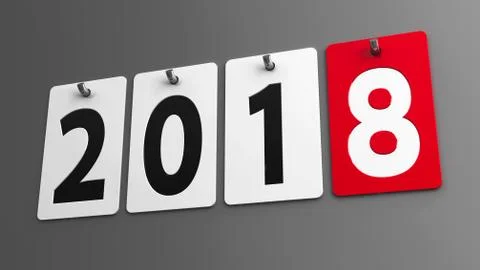 Plates 2018 on gray wall Stock Illustration