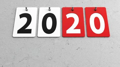 Plates 2020 on wall Stock Illustration