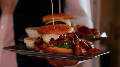 Plates with Burgers Stock Footage 92729643