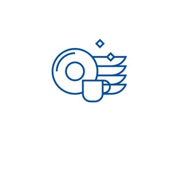Plates, cups line icon concept. Plates, cups flat vector symbol, sign, outline Illustrazione stock