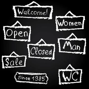 Plates with different inscriptions Stock Illustration