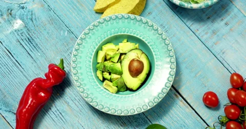 Plates with different tortilla ingredients in a sequence Stock-Footage 61535315