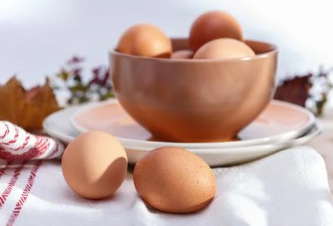 Plates with eggs Stock Photos