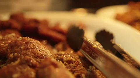 Plates Filled with Chicken Wings Stock Footage 40746398