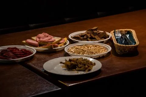 Plates with food on the table Stock-Fotos