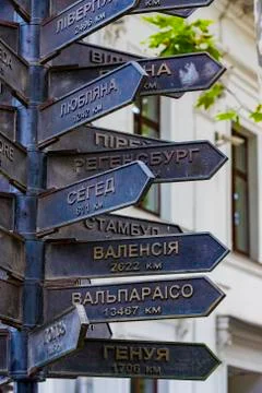 Plates indicate the directions Stock Photos
