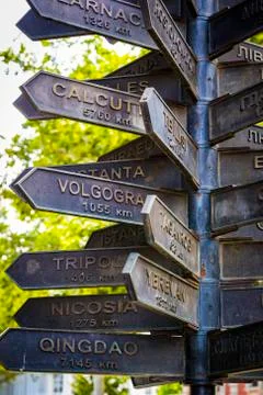 Plates indicate the directions Stock Photos
